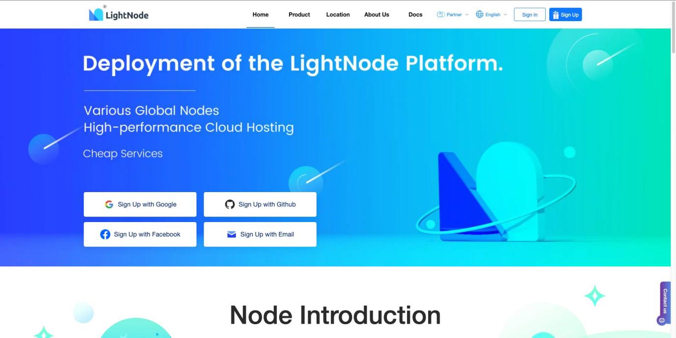 LightNode sign in and sign up page
